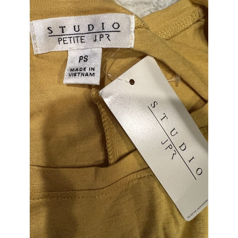 Studio JPR Women's Yellow Embroidered Geometric Print Blouse Shirt NWT Petite S - Picture 5 of 7